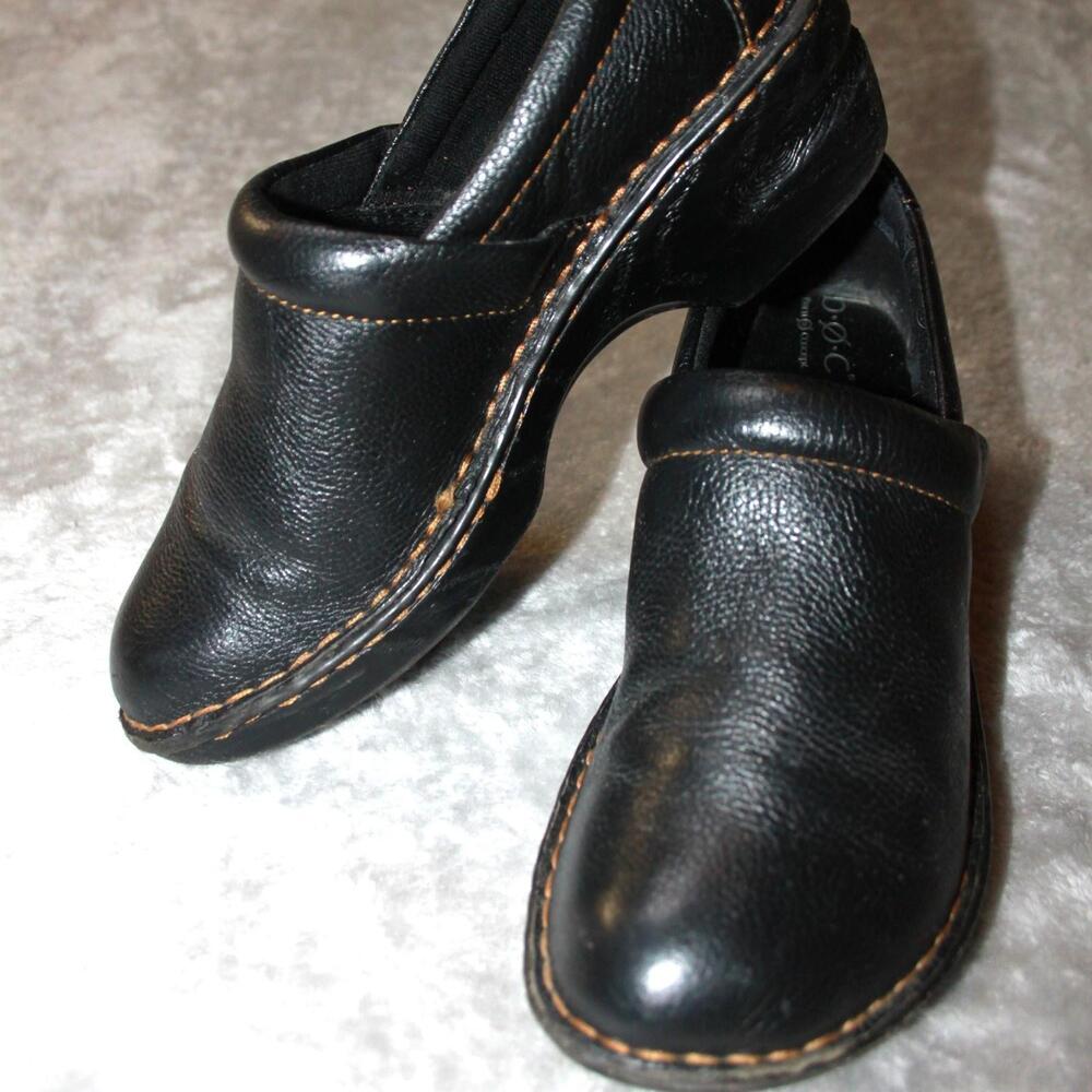 B.o.c Born Concept Shoes Womens Size 9M Black Leather Clog Slip On Work Comfort